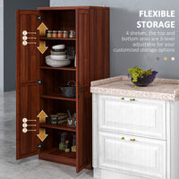 63" Kitchen Storage Cabinet, 5-tier Pantry Cabinet with Doors and Adjustable Shelves for Dining Room, Tan