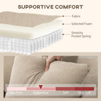 Sectional Couch with Integrated Seat, 3 Seater L-Shaped Sofa with Changeable Chaise, Spring Cushion, 2 Pillows, Beige