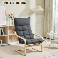 Modern Armchair, Upholstered Accent Chair with Curved Leg and Arm, Leisure Lounge Chair for Living Room, Dark Grey