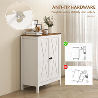 Shoe Cabinet with Barn Doors, Farmhouse Shoe Storage Cabinet with Adjustable Shelves, Holds up to 15 Pairs, White