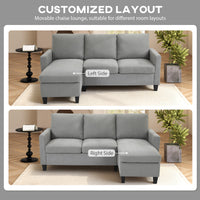L-Shape Sofa, Modern Sectional Couch with Ottoman, Corner Sofa for Living Room, Light Grey