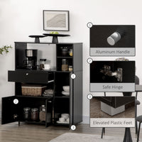 Compact Kitchen Pantry Buffet Server Hutch Storage Cabinet  with Microwave Oven Stand Drawer and Shelves, Black