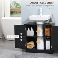 Bathroom Vanity, 24" Pedestal Sink Bathroom Vanity Furniture with 2 Doors and Shelf, Black