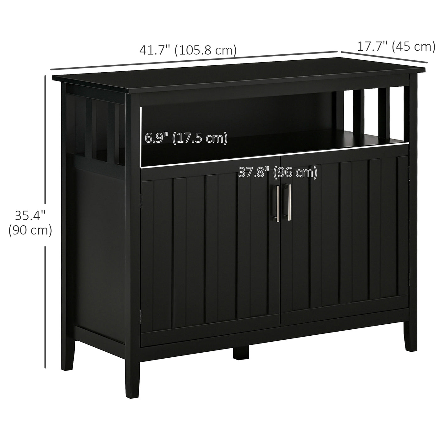 Sideboard Buffet Server Storage Cabinet Console Table with 2 Doors and Adjustable Shelves for Kitchen & Dining Room, Black