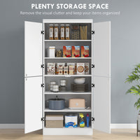 70" 4-Door Storage Cabinet, Freestanding Pantry Cabinet with Adjustable Shelves for Living Room, White