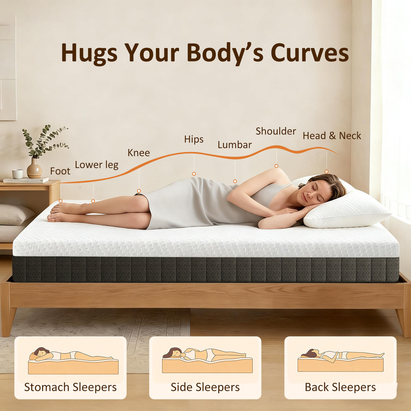 10 Inch Queen Mattress in a Box, Pressure Relief & Lumbar Support, CertiPUR-US Certified, Medium Firm