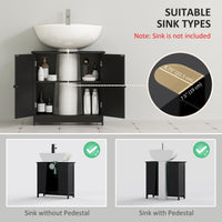 Bathroom Vanity, 24" Pedestal Sink Bathroom Vanity Furniture with 2 Doors and Shelf, Black