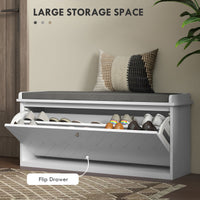Shoe Storage with Seat, Upholstered Hallway Bench, Shoe Bench with Flip Drawer, Adjustable Shelf for 8-10 Pairs of Shoes