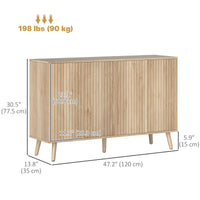 Buffet Cabinet with Storage Modern Fluted Sideboard with Adjustable Shelves Wood Legs for Dining Room Living Room Oak