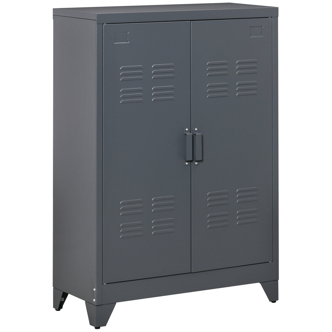 Metal Storage Cabinet, Industrial Sideboard Buffet Cabinet with 2 Louvered Doors, Adjustable Shelves, Grey