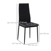 Modern Dining Chairs High Back Upholstered Linen Fabric with Metal Legs for Kitchen Black