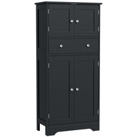50.5" Kitchen Storage Cabinet, Modern Kitchen Pantry Cabinet with 4 Doors, Drawer, Adjustable Shelf, Black