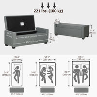 Upholstered Flip Top Storage Bench Fabric Ottoman for Bedroom, Living room, Light Grey