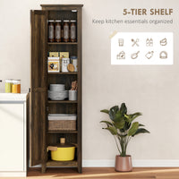67" Farmhouse Kitchen Pantry Storage Cabinet with Barn Door, Kitchen Pantry Cabinet with Adjustable Shelves, Brown