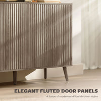 Buffet Cabinet with Storage, Modern Fluted Sideboard with Adjustable Shelves for Dining Room Living Room, Light Grey