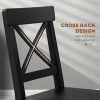 Wooden Dining Chairs Set of 2, Kitchen Chairs with Cross Back, Solid Structure for Living Room and Dining Room, Black