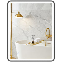 36" x 28" Bath Mirror with LED Lights, Wall Mounted Restroom Mirror, 3 Colours, Dimmable, Horizontal/Vertical, Black