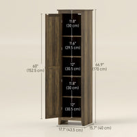 67" Farmhouse Kitchen Pantry Storage Cabinet with Barn Door, Kitchen Pantry Cabinet with Adjustable Shelves, Brown
