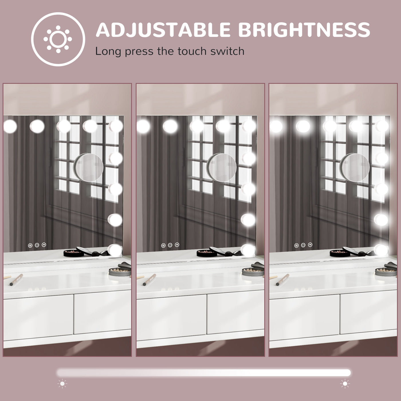 Hollywood Makeup Mirror with Lights, 3 Lighting Modes, USB Charging Port, Tabletop or Wall Mounted, White
