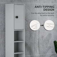 71" Tall Bathroom Cabinet, Narrow Toilet Paper Cabinet with Open Shelves, 2 Door Cabinets, Adjustable Shelves, Grey