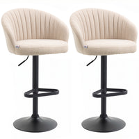 Bar Stools Set of 2, Swivel Counter Height Barstools with Back, Footrest, Adjustable Height, Beige