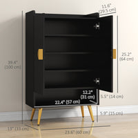 Entryway Shoe Storage Cabinet, Narrow Shoe Cabinet with Adjustable Shelves and Open Shelf for 15 Pairs of Shoes, Black