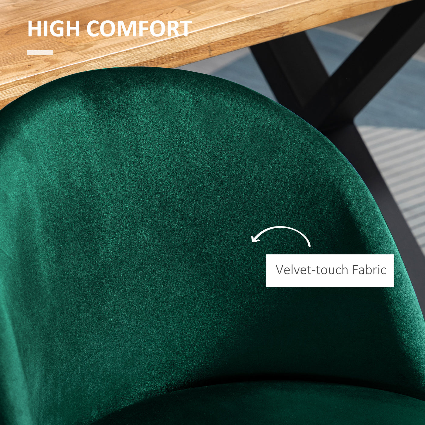Set of 2 Mid-Back Dining Chair, Mid-Back Velvet-touch Upholstery Kitchen Chair for Living Room Dining Room, Green