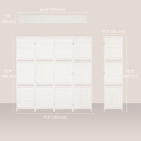 4 Panel Room Divider with Shelves, 6 FT Freestanding Folding Privacy Screen, Partition Wall Divider for Bedroom, White