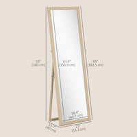 64" x 21" Full Length Mirror, Standing, Wall-Mounted or Leaning Against Wall, for Bedroom, Living Room, Beige