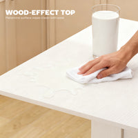 55" Extendable Dining Table for 4-6 Person, Kitchen Table with PU Handle and Felt Pads for Small Spaces, White