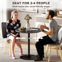 27.6" Round Kitchen Table for 2, Modern Small Dining Table with Wood Veneer, Steel Base for Dining Room, Black