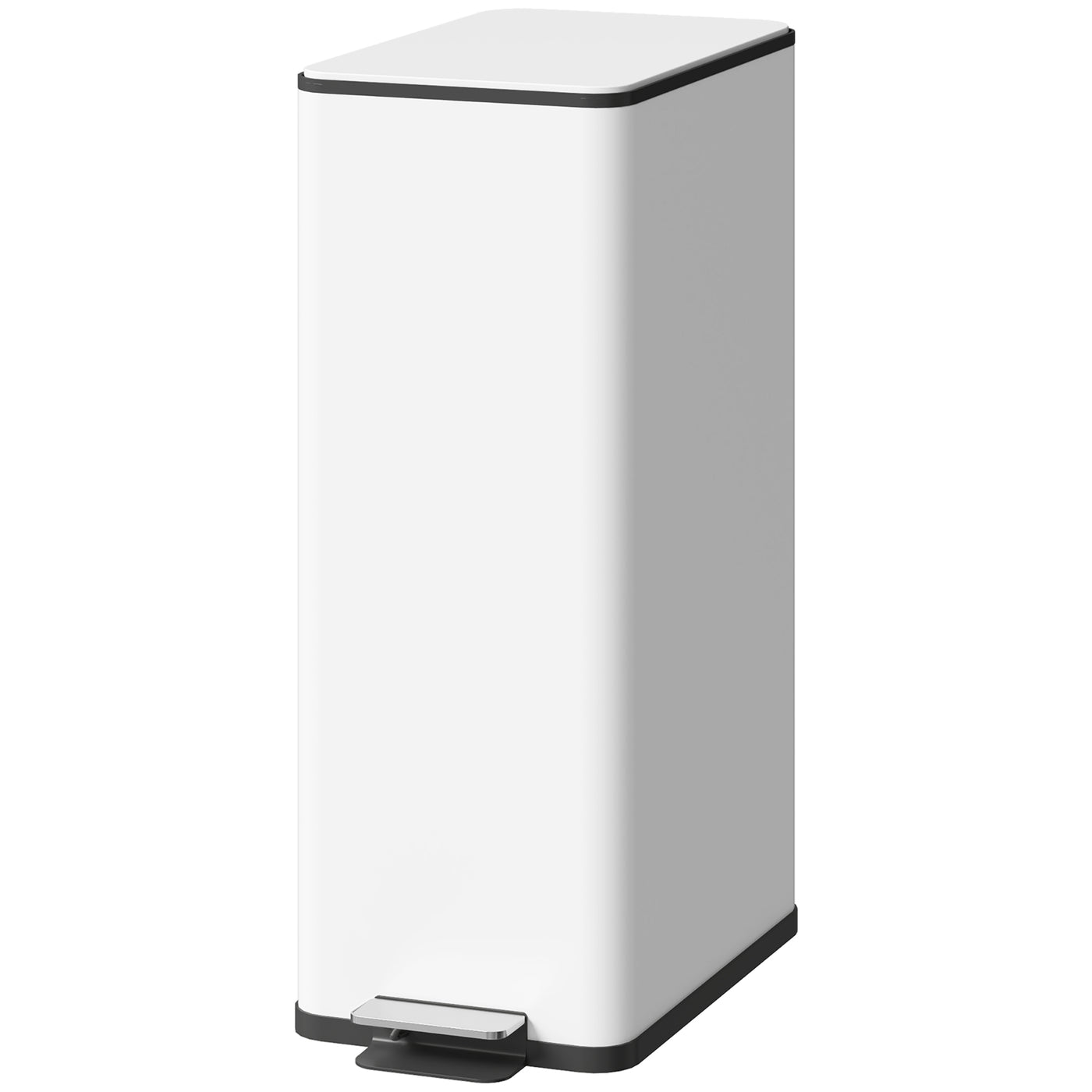 5.3 gal/20 L Stainless Steel Kitchen Garbage Can with Soft-close Lid, Foot Pedal, Fingerprint-Proof, White