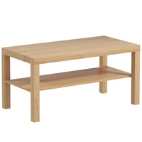 2 Tier Coffee Table with Storage Shelf, Rectangular Center Table for Living Room, Home Office Furniture Nature Wood