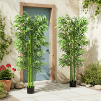 6FT Artificial Bamboo Trees Set of 2, Fake Plants with Nursery Pot for Indoor Decor