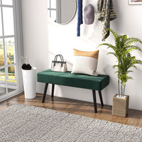 39 Inches Upholstered Bedroom Bench, Modern End of Bed Bench with Steel Legs, Green