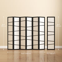 66.9" Folding Room Divider, 6 Panel Wall Partition with Wood Frame for Bedroom, Home Office, White