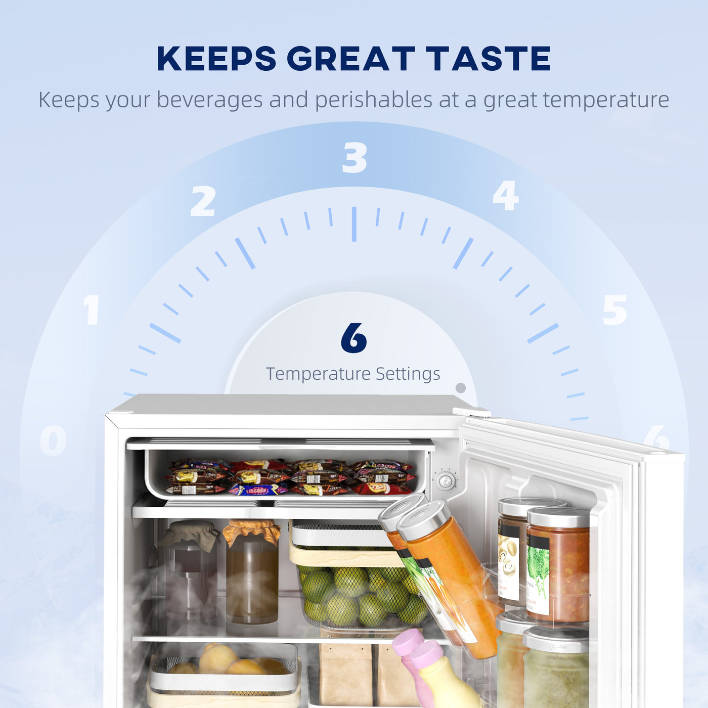 4.5 Cu Ft Mini Fridge with Freezer, Wheels, Single Door Refrigerator, Adjustable Thermostat, Reversible Door, White