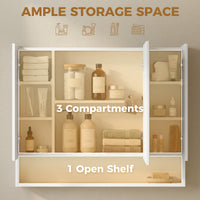 Wall Mounted Bathroom Medicine Cabinet with Mirror and Adjustable Shelves, White