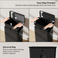 Garbage Bin, Soft-Close Trash Can with Foot Pedal, 5 Gallon (20 L) Garbage Can with Removable Inner Bucket, Matte Black