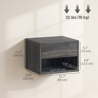 Floating Nightstand Set of 2, Wall Mounted Bedside Table with Drawer for Bedroom, Grey