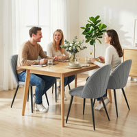 Modern Dining Chairs Set of 4, Upholstered Dining Room Chairs with Metal Legs, Shell Backrest, Padded Seat, Grey