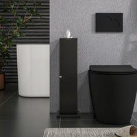 Small Toilet Paper Cabinet, Bathroom Corner Cabinet with Doors and Shelves for Paper Shampoo, Black