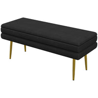 39" Storage Ottoman, Velvet End of Bed Bench with Steel Legs, Foot Stool with Storage for Bedroom, Living Room, Black