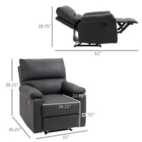 Recliner Chair, Manual Reclining Chair with Footrest, Padded Seat for Living Room, Bedroom, Study, Dark Grey