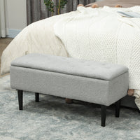 Modern Storage Bench, Ottoman with Storage and Lamb's Wool Upholstery for Living Room, Bedroom, Grey