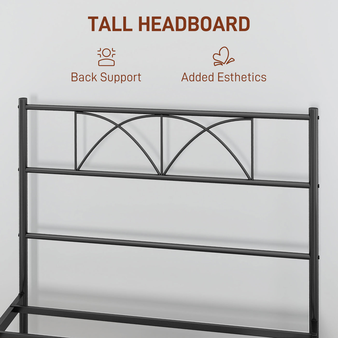 Metal Twin Platform Bed Frame with Headboard, Steel Slat Support, Underbed Storage, No Box Spring Needed, Easy Assembly