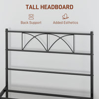 Metal Twin Platform Bed Frame with Headboard, Steel Slat Support, Underbed Storage, No Box Spring Needed, Easy Assembly
