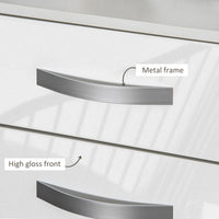 Modern Nightstand Set of 2, Bedside Tables with 3 High Gloss Drawers for Bedroom, White