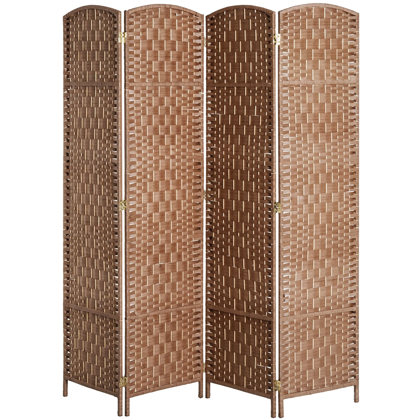 6ft Folding Room Divider, 4 Panel Wall Partition with Wooden Frame for Bedroom, Home Office, Natural