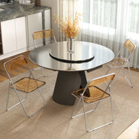 4 Pack Acrylic Foldable Chairs, Transparent Folding Chairs for Living Room, Home Office, Party, Orange